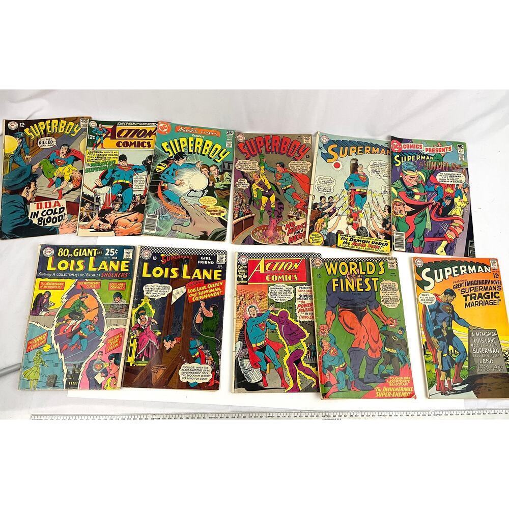 VTG Lot of 11 Superman Superboy DC Lois Lane Action Comic Books #158‎ #215 #141